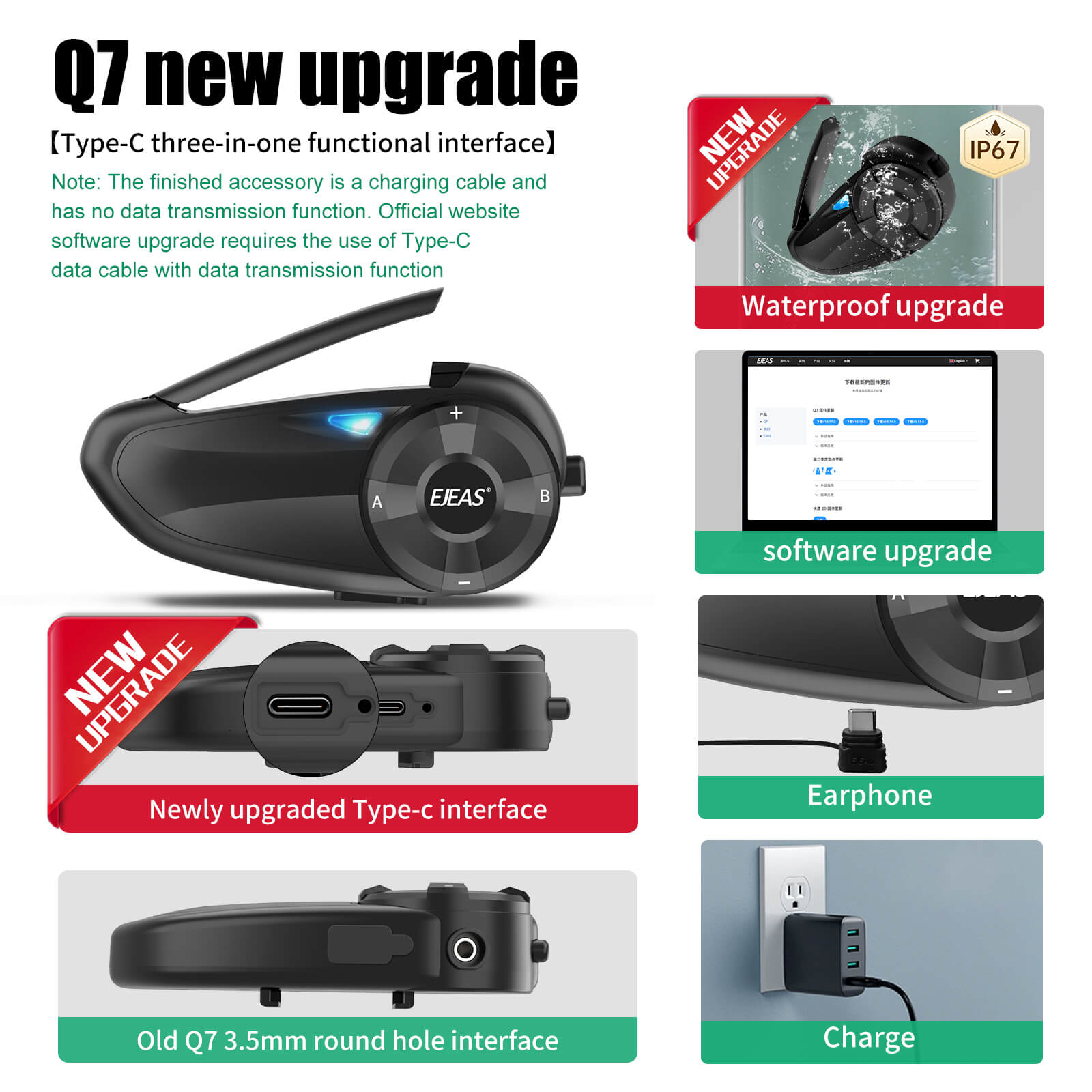 EJEAS Q7 Motorcycle Bluetooth Intercom