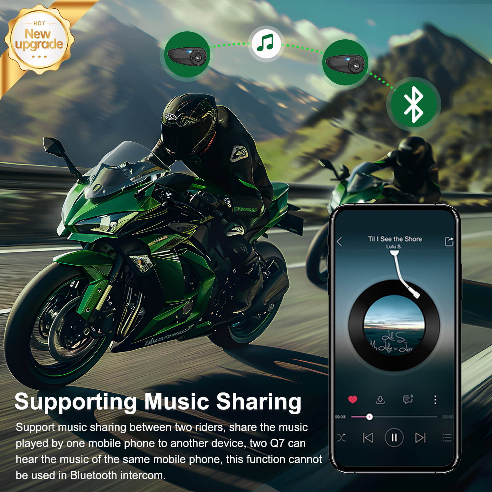 EJEAS Q7 Motorcycle Bluetooth Intercom