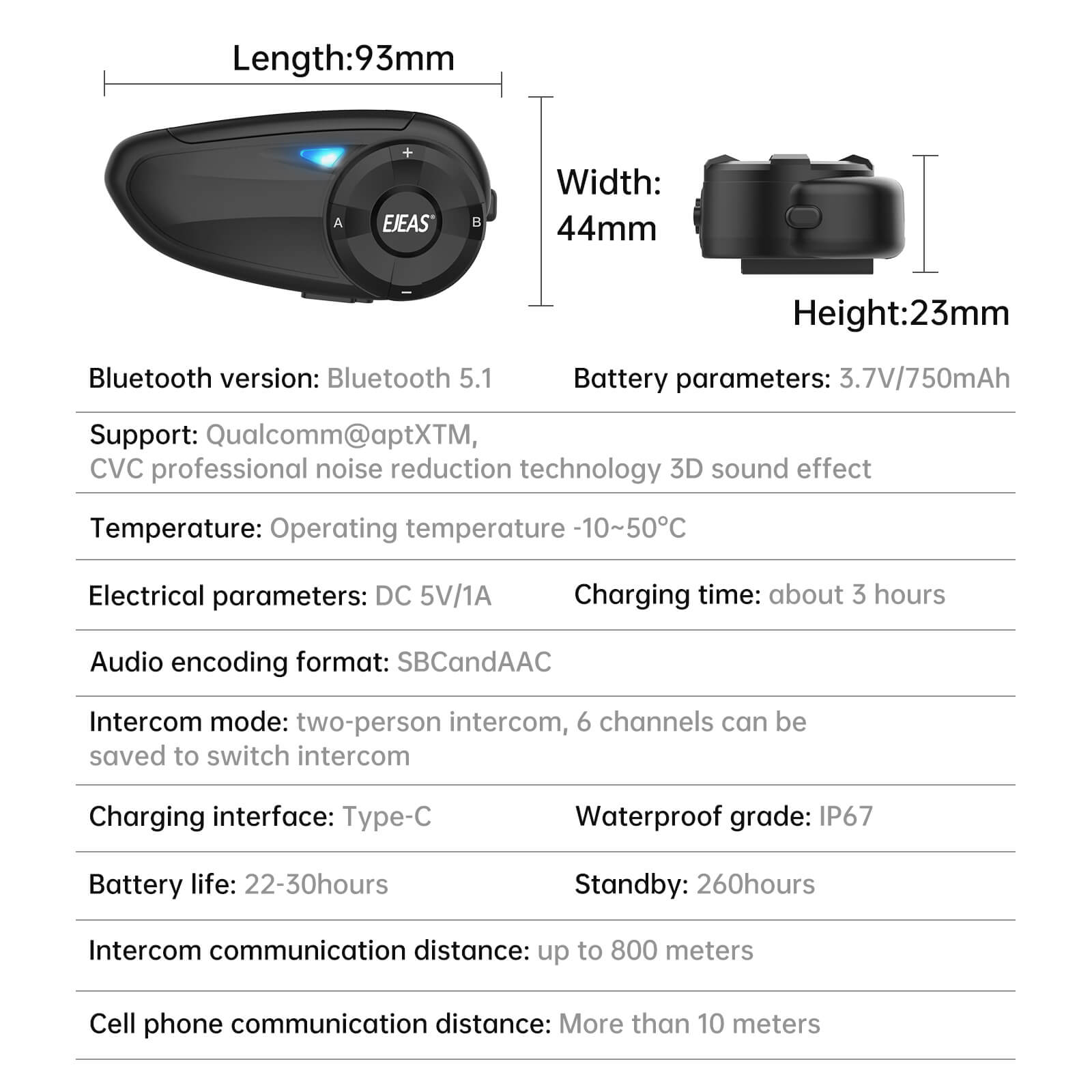 EJEAS Q7 Motorcycle Bluetooth Intercom