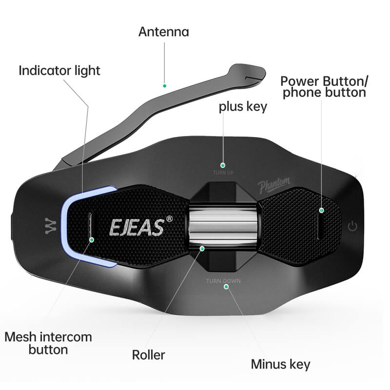EJEAS X10 Phantom - New MESH 5G Motorcycle Helmet Bluetooth Intercom System