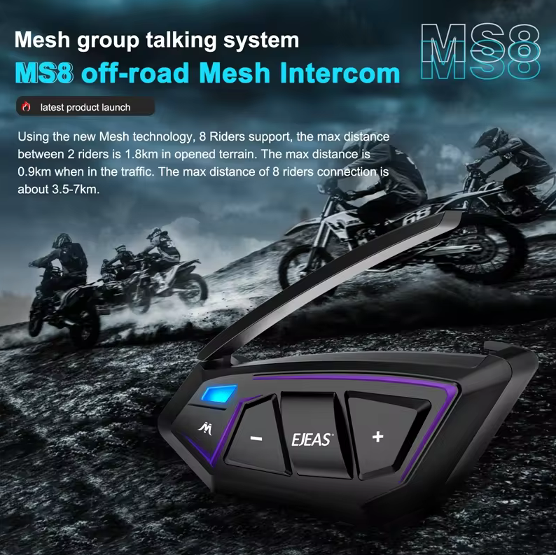 EJEAS MS8 2PCS Motorcycle Mesh Intercom with Remote