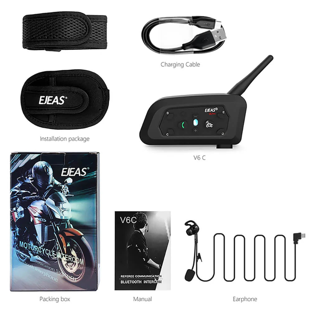 Intercomunicador Bluetooth para árbitro EJEAS V6C com braçadeira