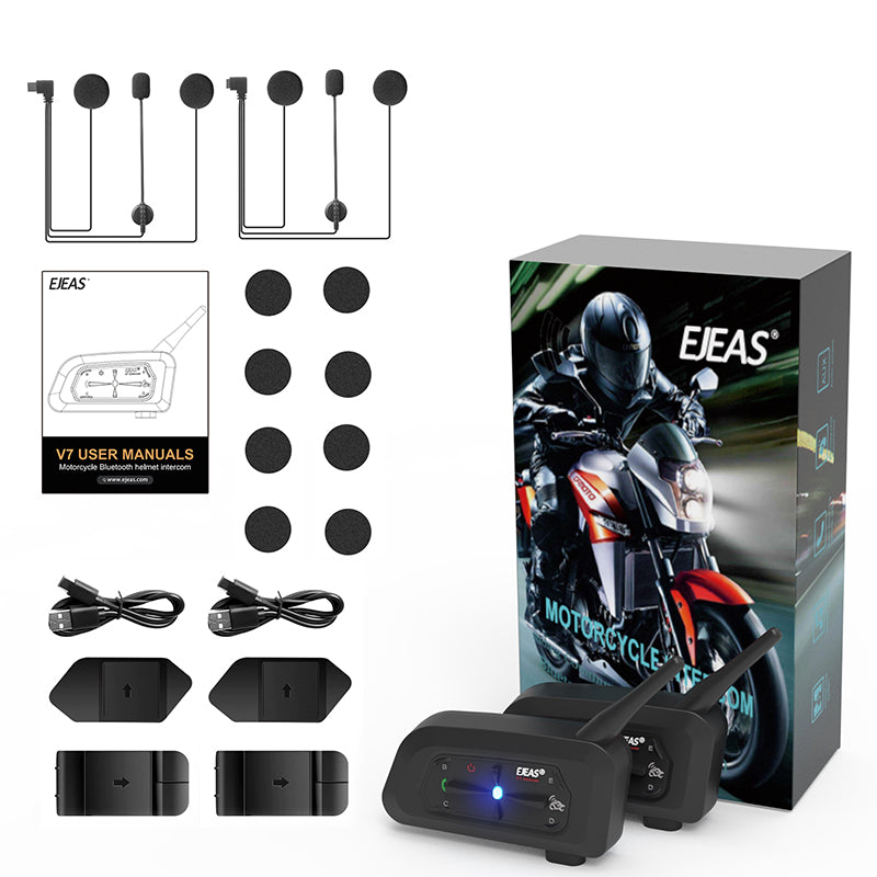EJEAS V7 2PCS Motorrad wasserdichte Gegensprechanlage