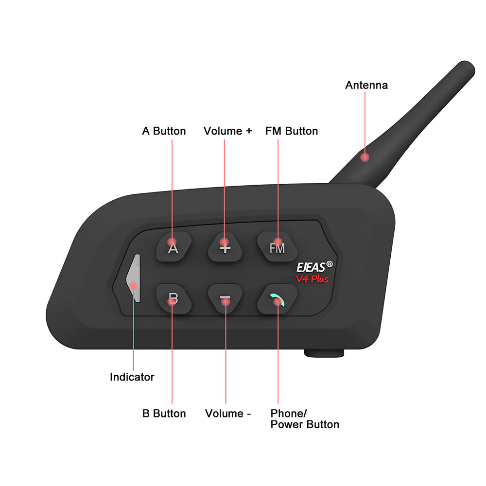 Intercomunicador Bluetooth para motocicleta EJEAS V4 Plus