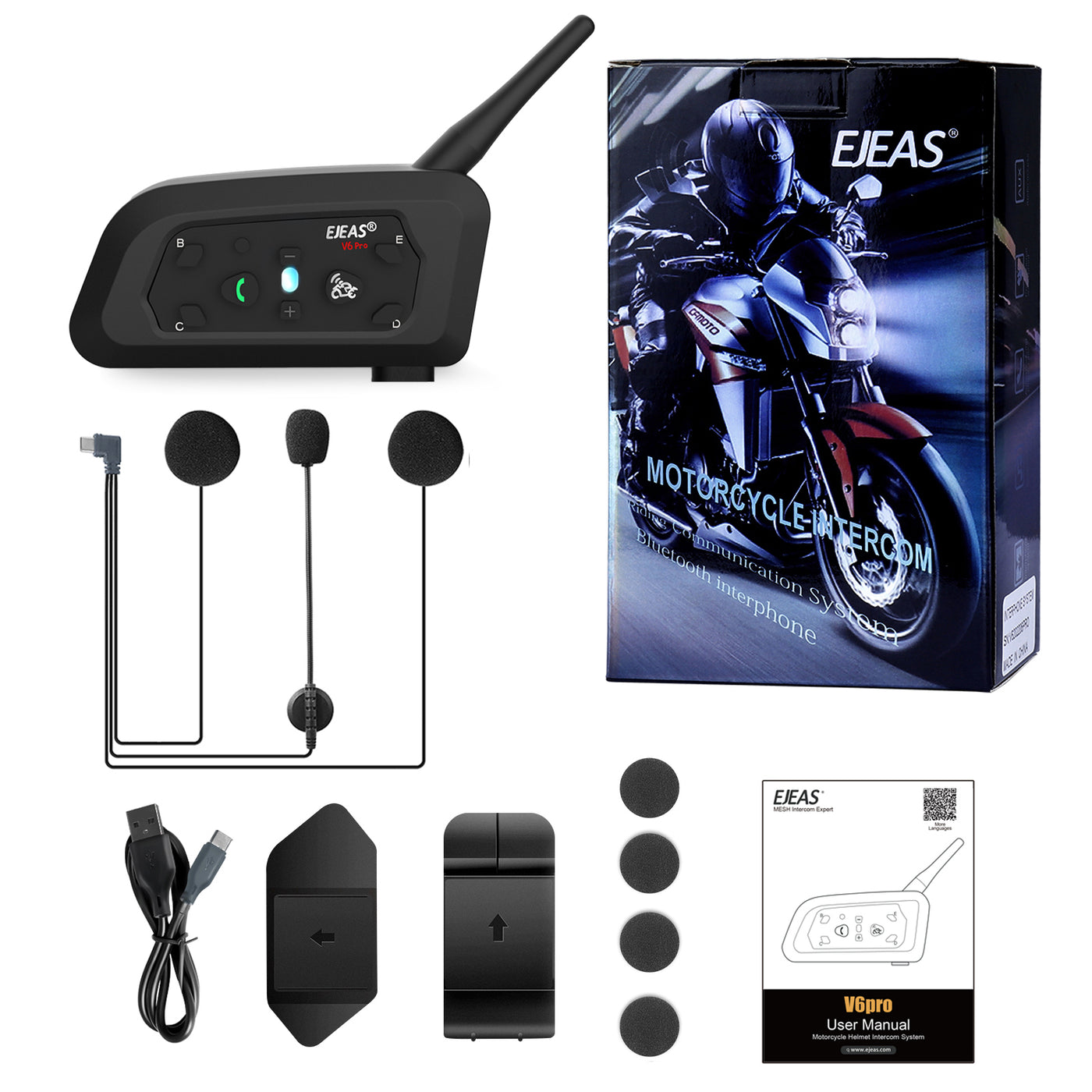 EJEAS V6 Pro Motorcycle Bluetooth Intercom
