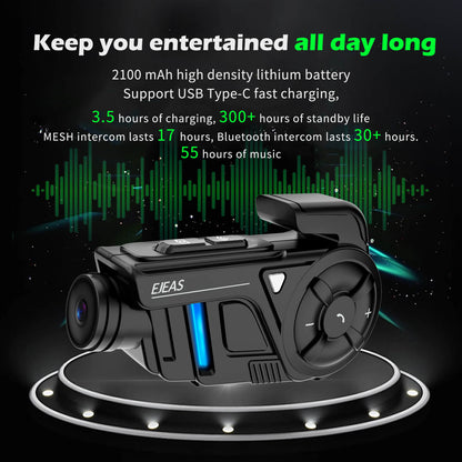 EJEAS K1, K1PRO, K1PRO _ 2-en-1 motocicleta intercomunicador de malla auriculares y casco grabadora
