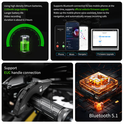 EJEAS K1, K1PRO, K1PRO+_2-IN-1 cuffia interfono mesh per moto e registratore per casco