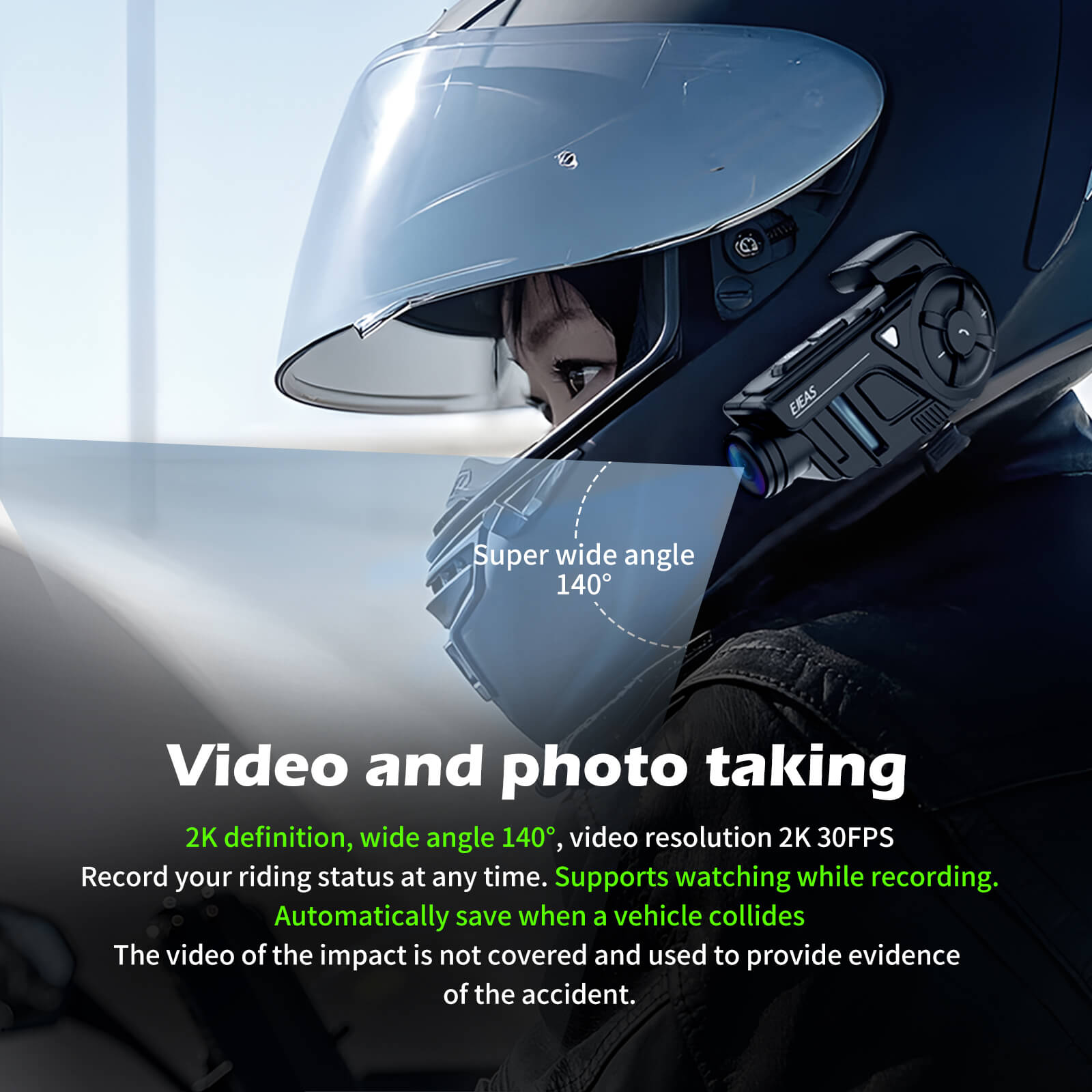 EJEAS K1, K1PRO, K1PRO _ 2-en-1 motocicleta intercomunicador de malla auriculares y casco grabadora