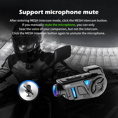 EJEAS K1, K1PRO, K1PRO+_2-IN-1 cuffia interfono mesh per moto e registratore per casco