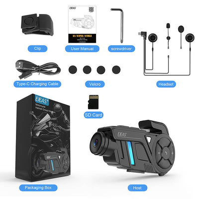 EJEAS K1, K1PRO, K1PRO+_2-IN-1 cuffia interfono mesh per moto e registratore per casco