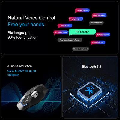 EJEAS X10 - Novo sistema de intercomunicação Bluetooth para capacete de motocicleta MESH 5G