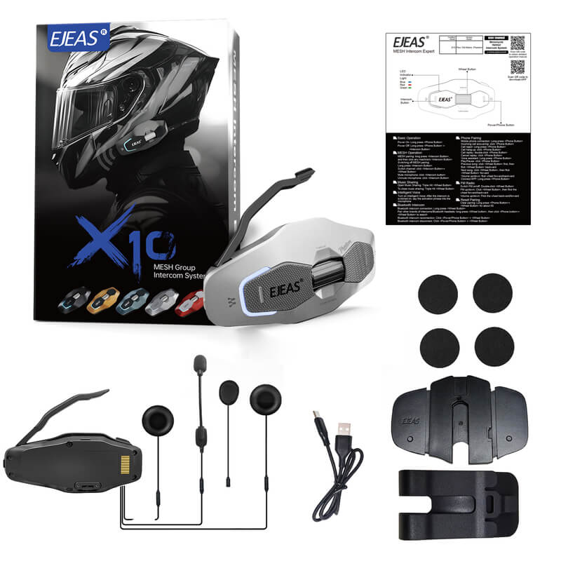 EJEAS X10 Plus New MESH+5G Motorcycle Helmet Intercom System