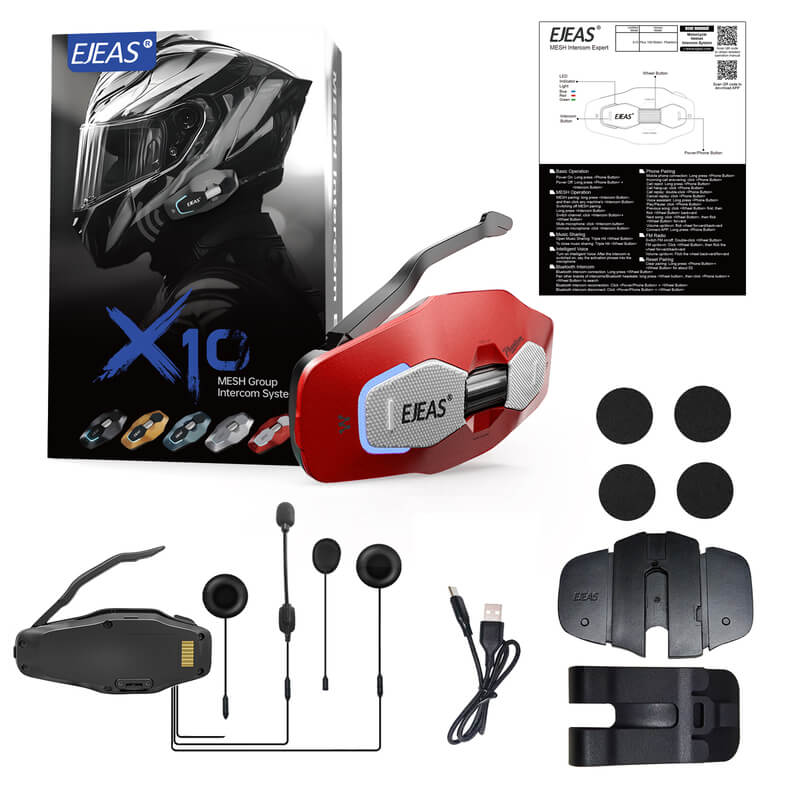 イカスミ EJEAS X10 Plus New MESH+5G Motorcycle Helmet Intercom System