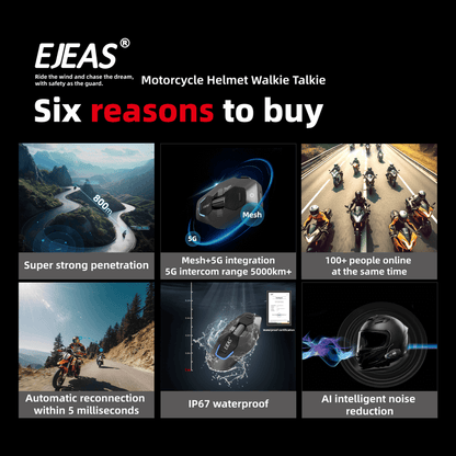 EJEAS X10 Plus New MESH+5G Motorcycle Helmet Intercom System