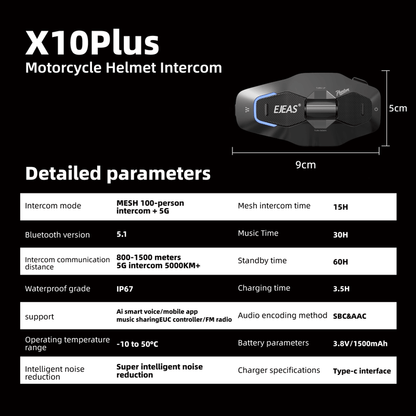 EJEAS X10 Plus New MESH+5G Motorcycle Helmet Intercom System