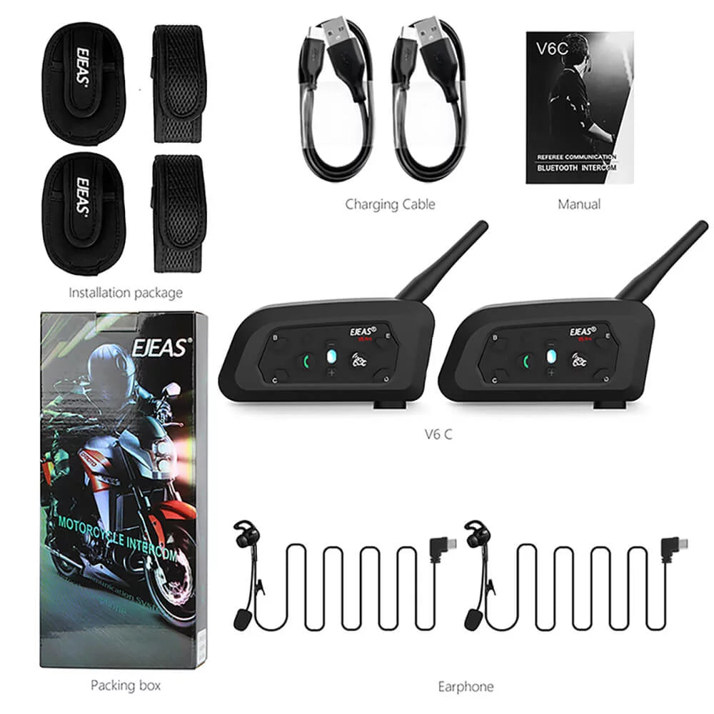 EJEAS V6C 2PCS Árbitro Bluetooth Intercomunicador