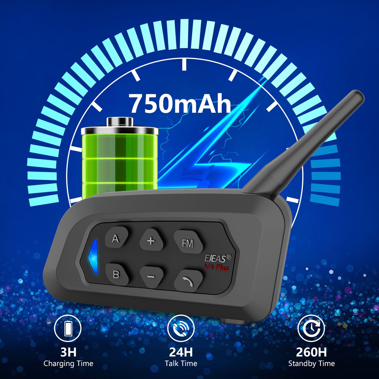 EJEAS V4 Plus Motorcycle Bluetooth Intercom with EUC