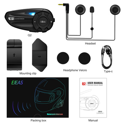 Intercomunicador Bluetooth para motocicleta EJEAS Q2