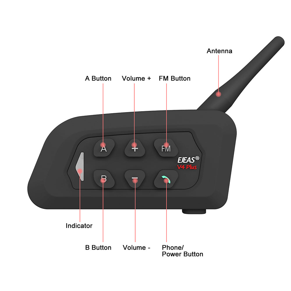 EJEAS V4 Plus Motorcycle Bluetooth Intercom with EUC