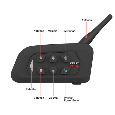 Intercomunicador Bluetooth para motocicleta EJEAS V4 Plus