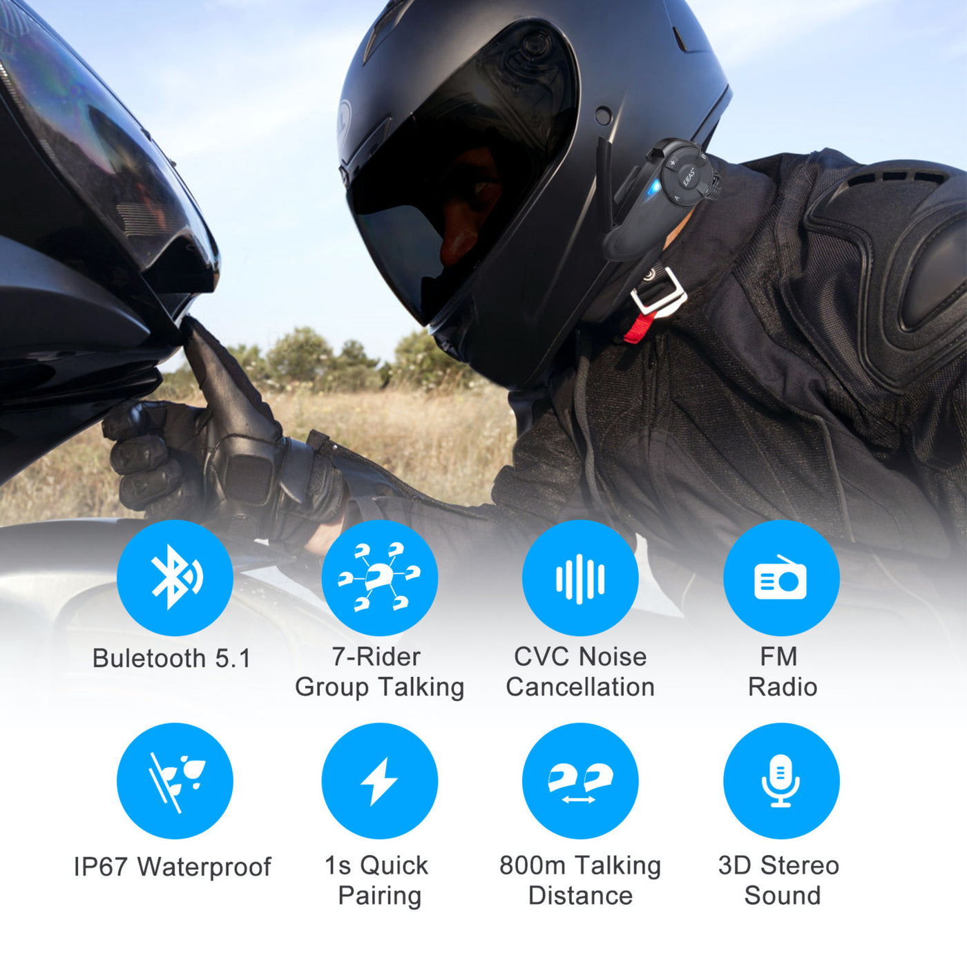 EJEAS Q7 Bluetooth Intercom with Remote Control
